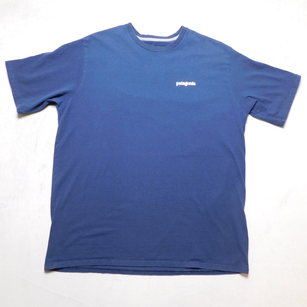 Patagonia Mens Short Sleeve Logo T-Shirt Navy Blue Crew Neck Tee XL
